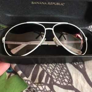 Banana Republic White Aviator Sunglasses